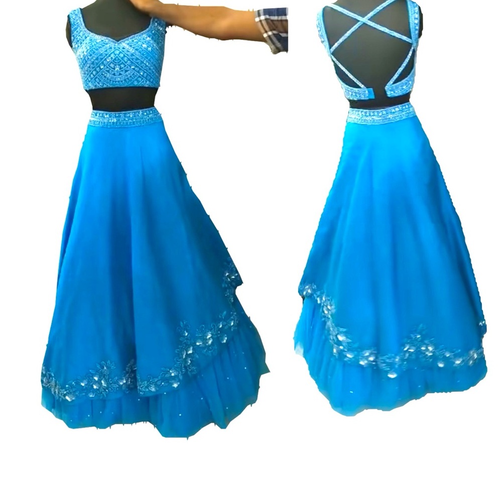 Stylish Blue Embellished Lehenga Choli